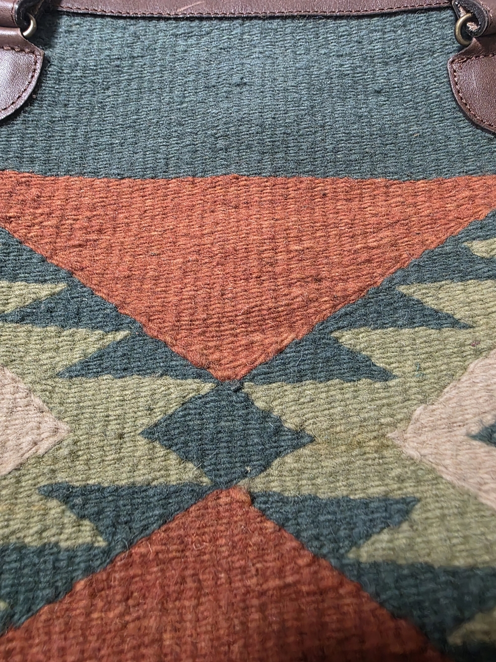 Wool Oaxacan Tote Bag With Leather Accents. NWT - Picture 5 of 6